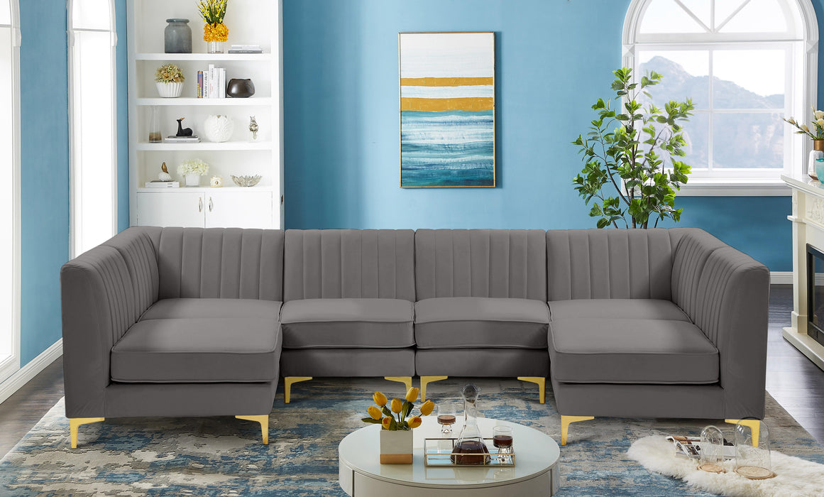 Alina Grey Velvet Modular Sectional - Bargain Furniture (Detroit, MI)