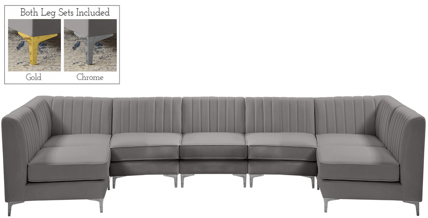 Alina Grey Velvet Modular Sectional - Bargain Furniture (Detroit, MI)