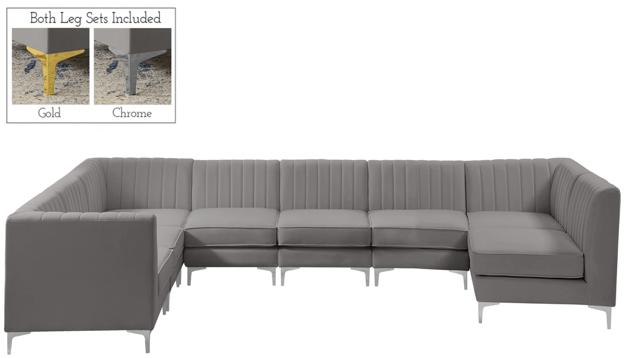 Alina Grey Velvet Modular Sectional - Bargain Furniture (Detroit, MI)