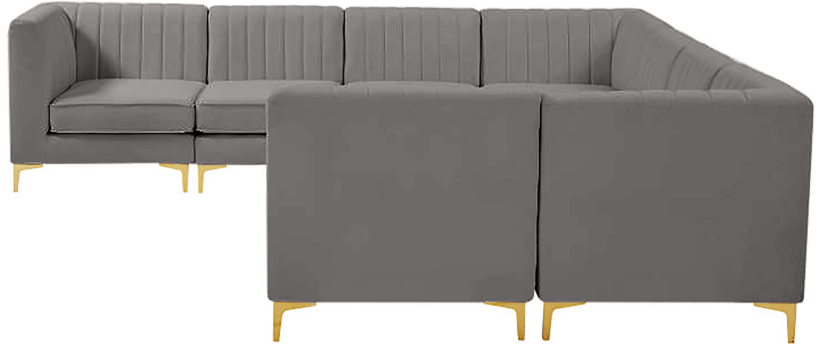 Alina Grey Velvet Modular Sectional - Bargain Furniture (Detroit, MI)