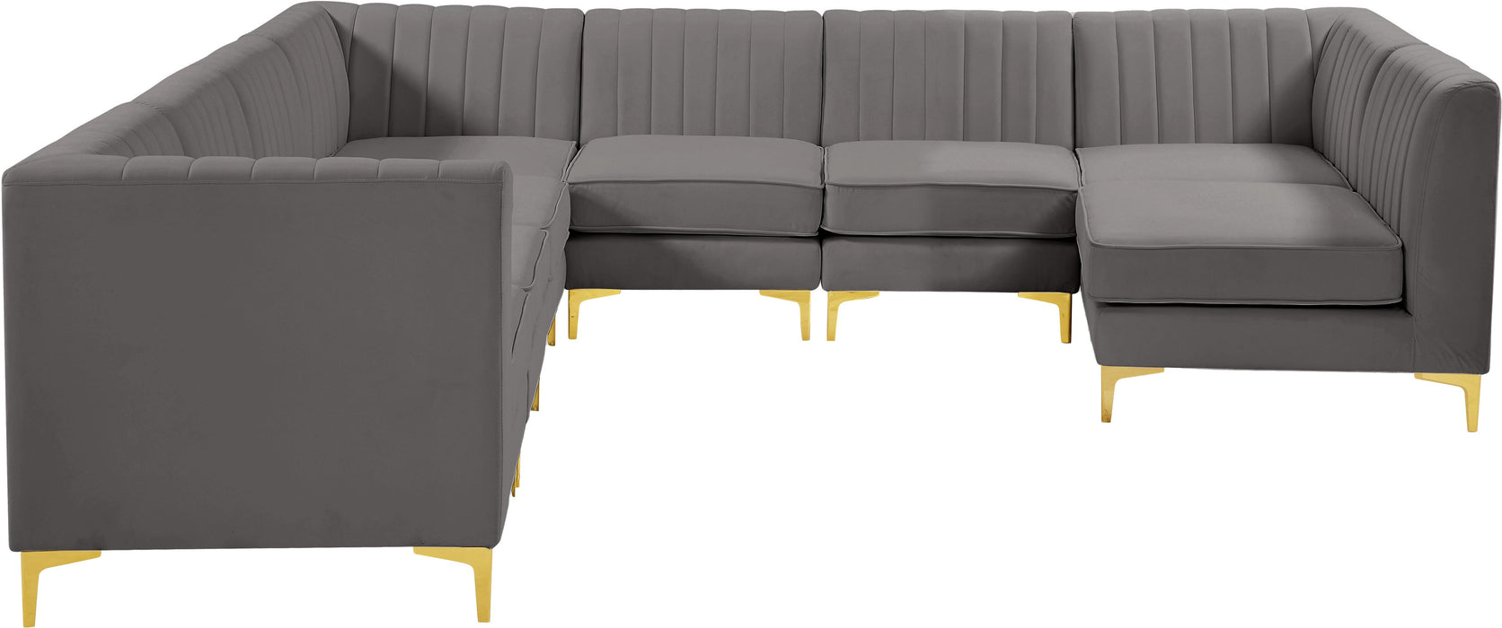 Alina Grey Velvet Modular Sectional - Bargain Furniture (Detroit, MI)