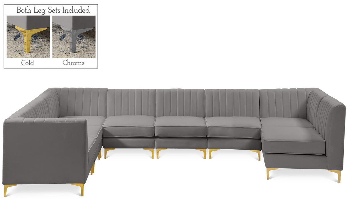 Alina Grey Velvet Modular Sectional - Bargain Furniture (Detroit, MI)
