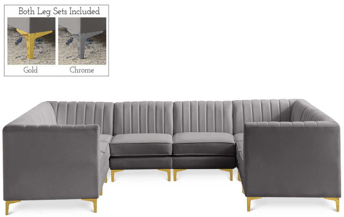 Alina Grey Velvet Modular Sectional - Bargain Furniture (Detroit, MI)