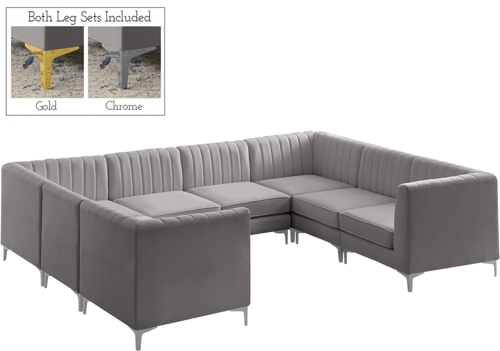 Alina Grey Velvet Modular Sectional - Bargain Furniture (Detroit, MI)