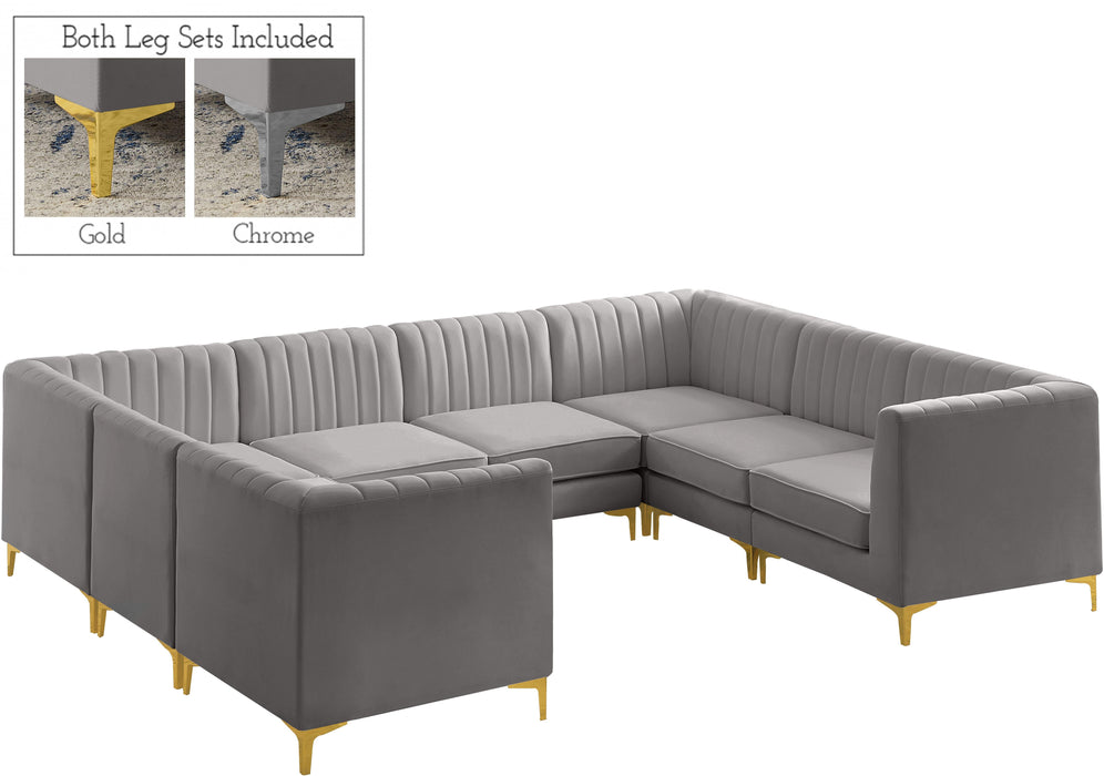 Alina Grey Velvet Modular Sectional - Bargain Furniture (Detroit, MI)