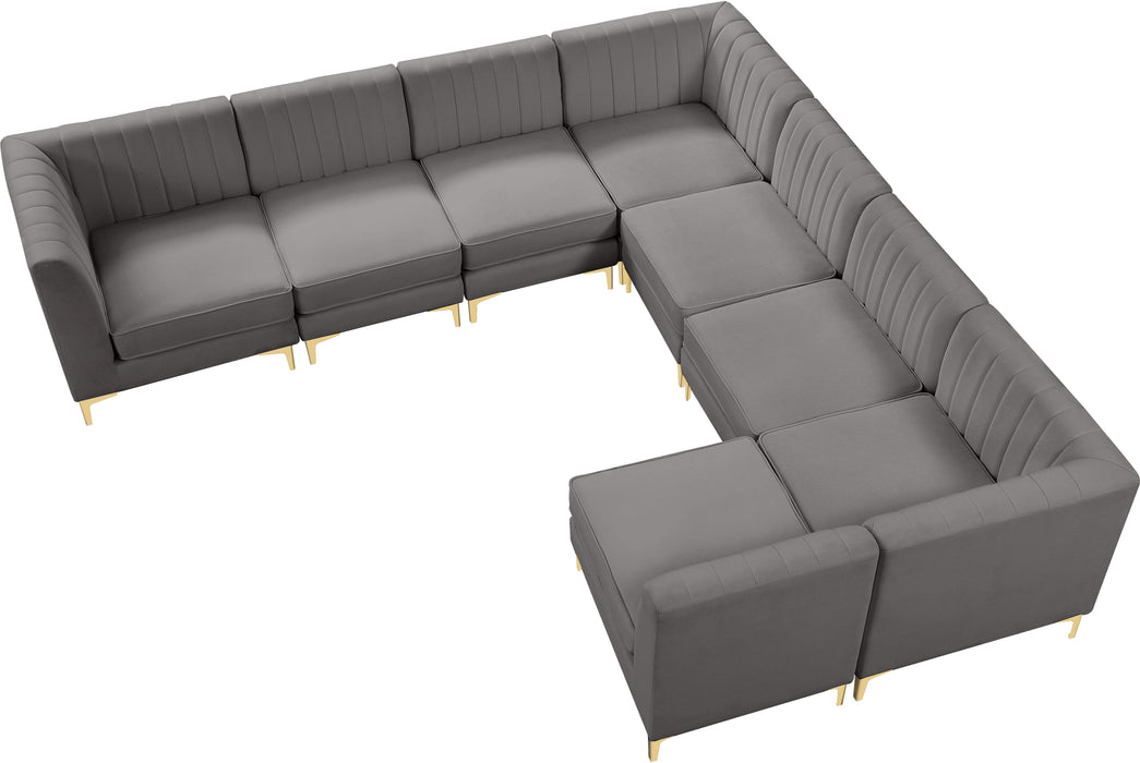 Alina Grey Velvet Modular Sectional - Bargain Furniture (Detroit, MI)
