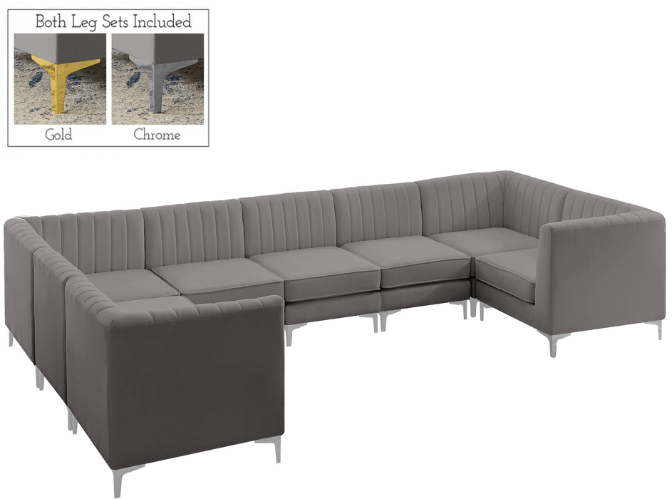 Alina Grey Velvet Modular Sectional - Bargain Furniture (Detroit, MI)