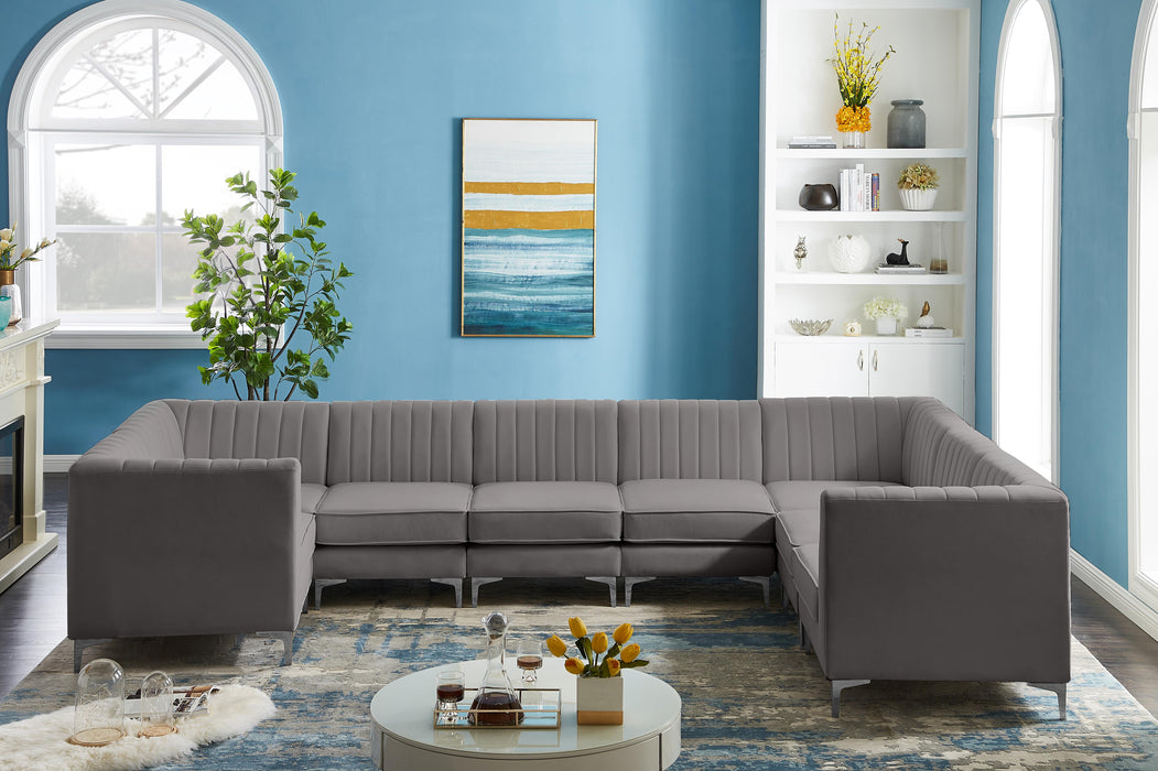 Alina Grey Velvet Modular Sectional - Bargain Furniture (Detroit, MI)