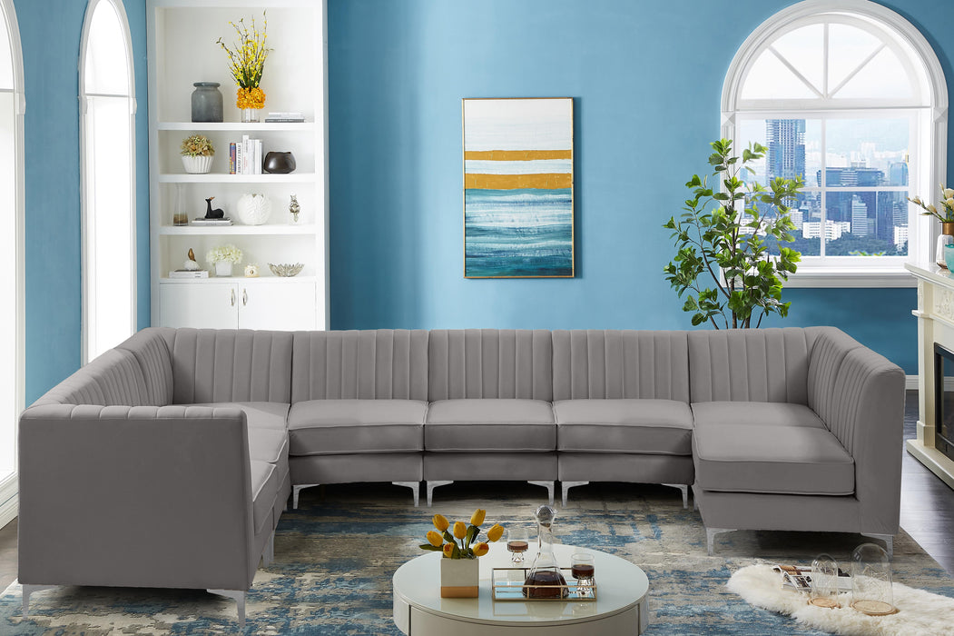Alina Grey Velvet Modular Sectional - Bargain Furniture (Detroit, MI)