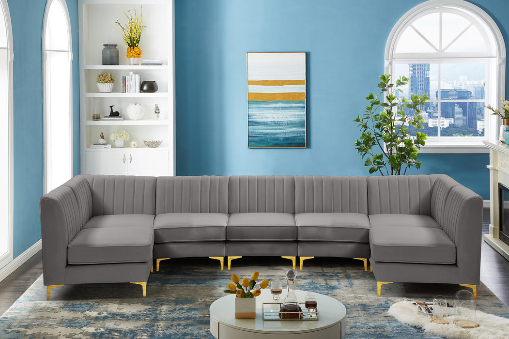 Alina Grey Velvet Modular Sectional - Bargain Furniture (Detroit, MI)