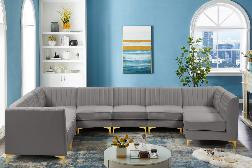 Alina Grey Velvet Modular Sectional - Bargain Furniture (Detroit, MI)