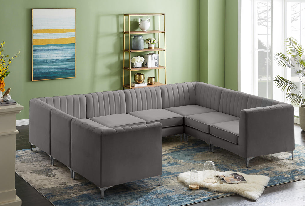 Alina Grey Velvet Modular Sectional - Bargain Furniture (Detroit, MI)