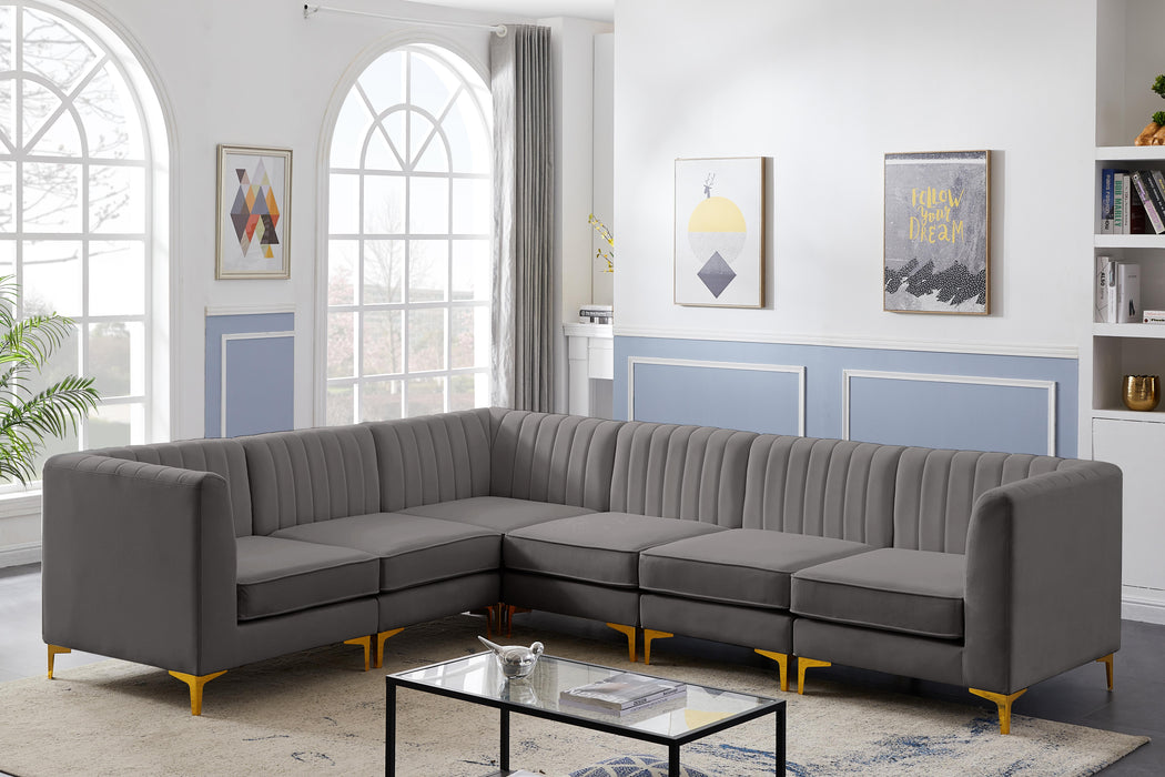 Alina Grey Velvet Modular Sectional - Bargain Furniture (Detroit, MI)