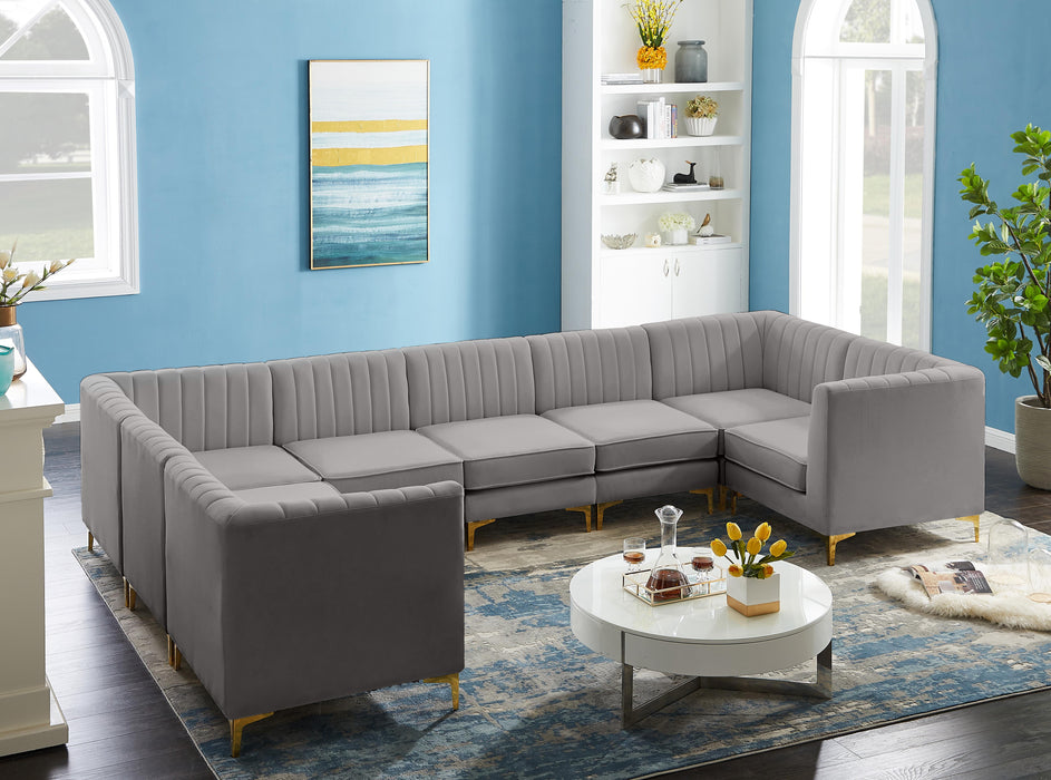 Alina Grey Velvet Modular Sectional - Bargain Furniture (Detroit, MI)