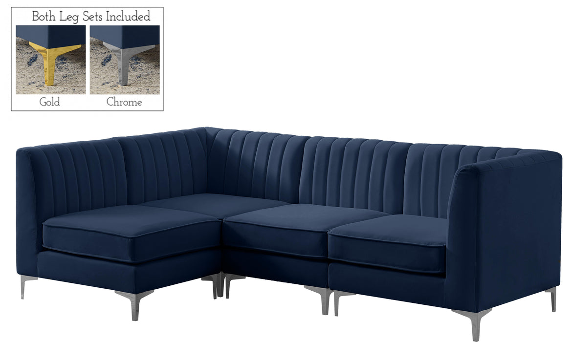 Alina Navy Velvet Modular Sectional - Bargain Furniture (Detroit, MI)