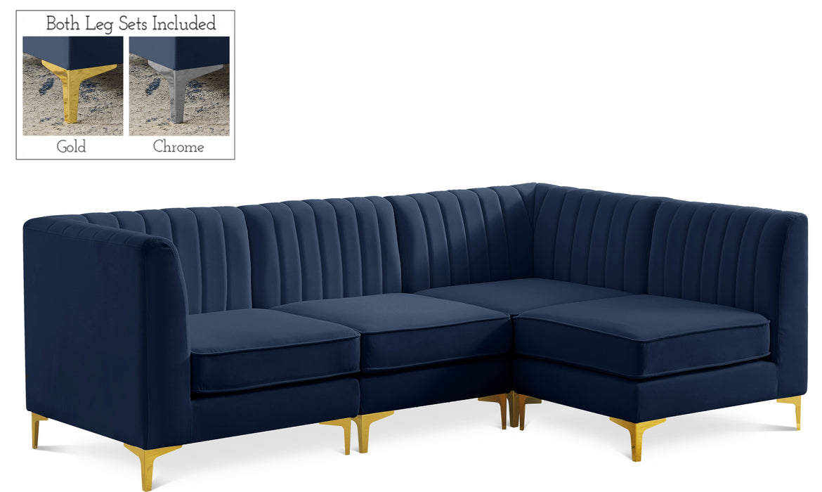 Alina Navy Velvet Modular Sectional - Bargain Furniture (Detroit, MI)