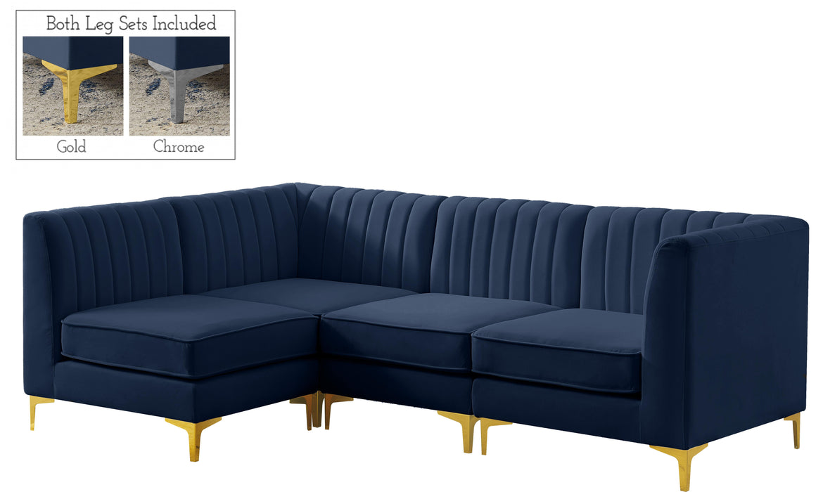 Alina Navy Velvet Modular Sectional - Bargain Furniture (Detroit, MI)