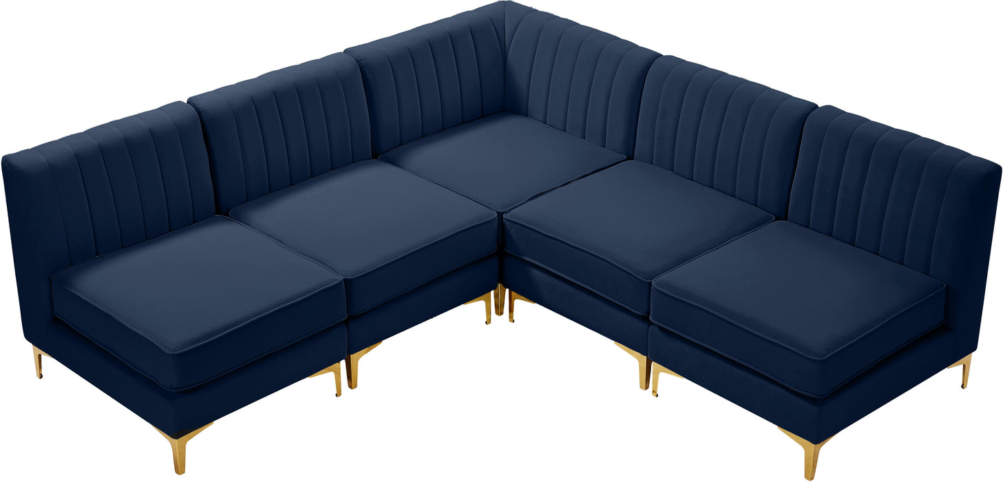Alina Navy Velvet Modular Sectional - Bargain Furniture (Detroit, MI)