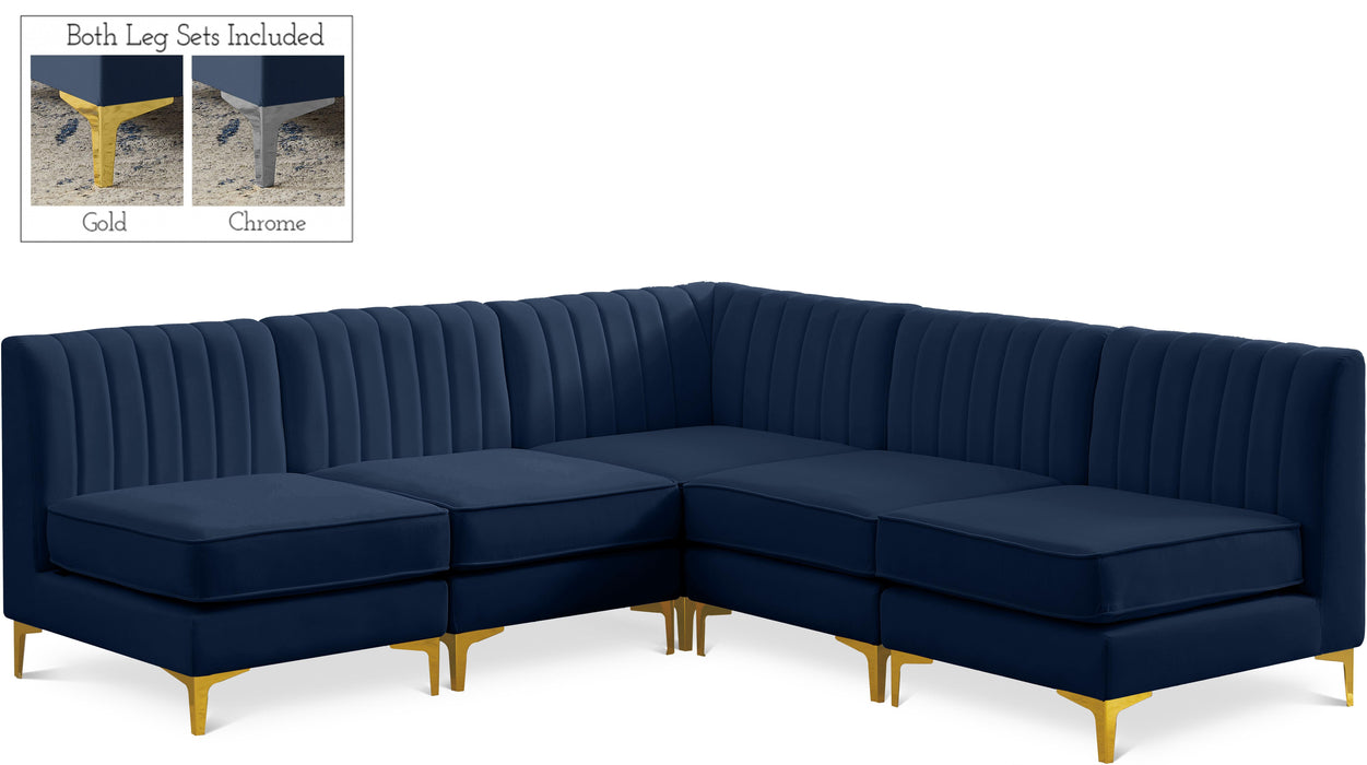 Alina Navy Velvet Modular Sectional - Bargain Furniture (Detroit, MI)