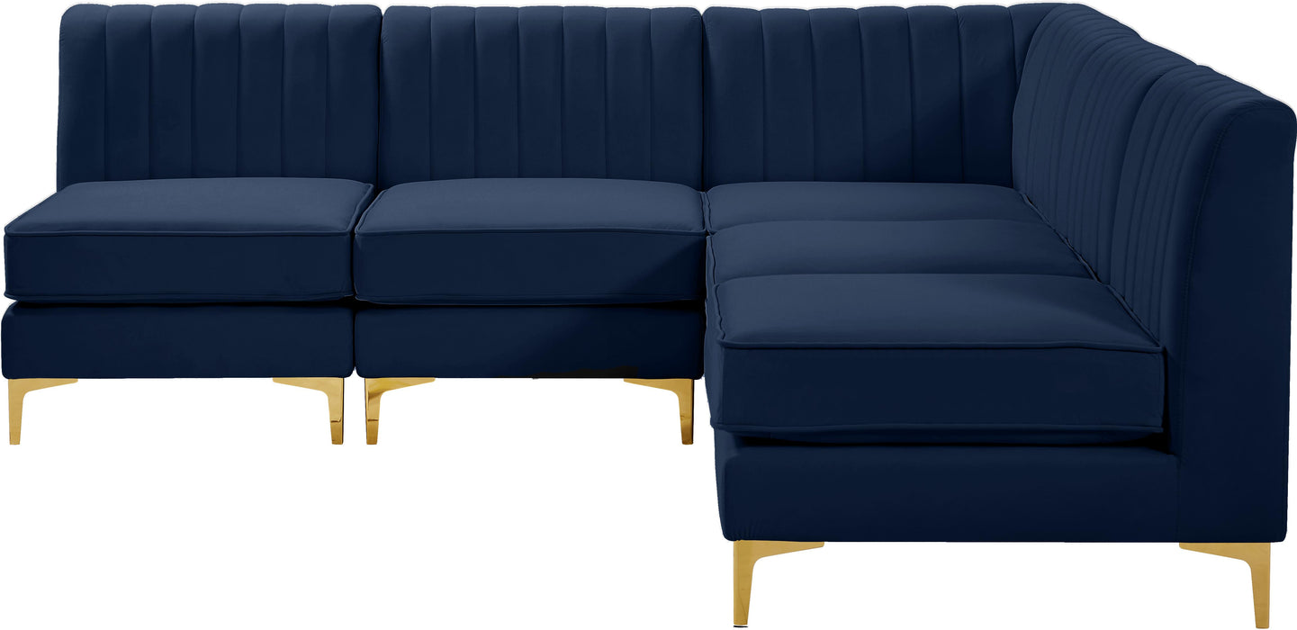 Alina Navy Velvet Modular Sectional - Bargain Furniture (Detroit, MI)