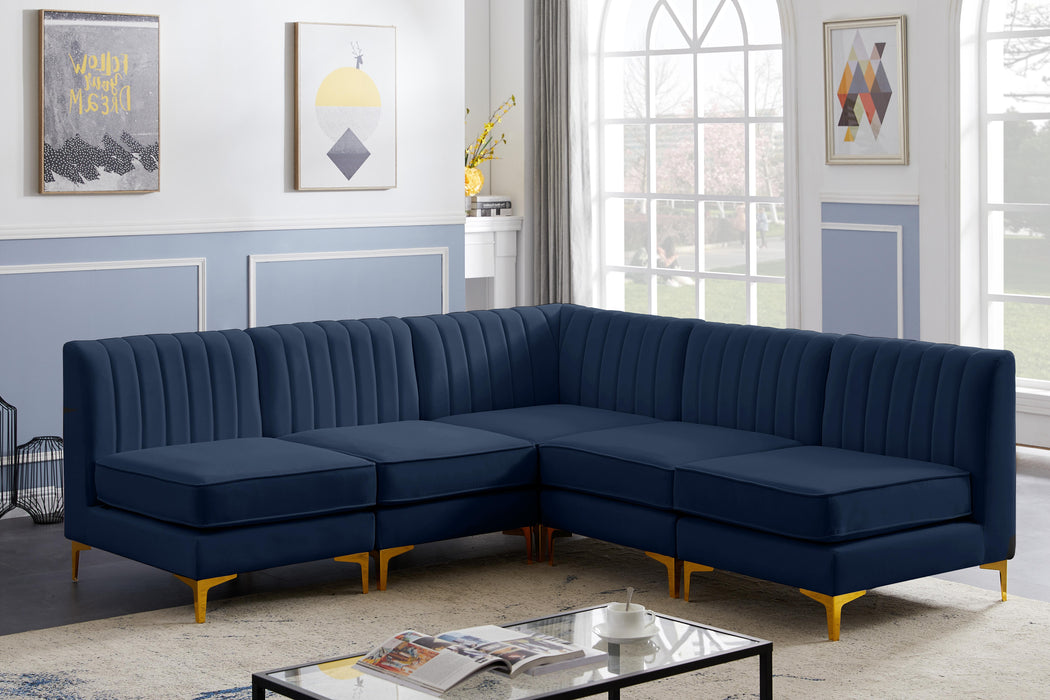 Alina Navy Velvet Modular Sectional - Bargain Furniture (Detroit, MI)