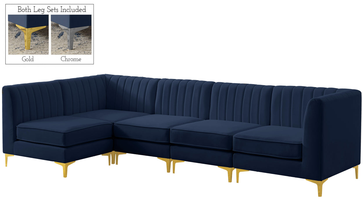 Alina Navy Velvet Modular Sectional - Bargain Furniture (Detroit, MI)