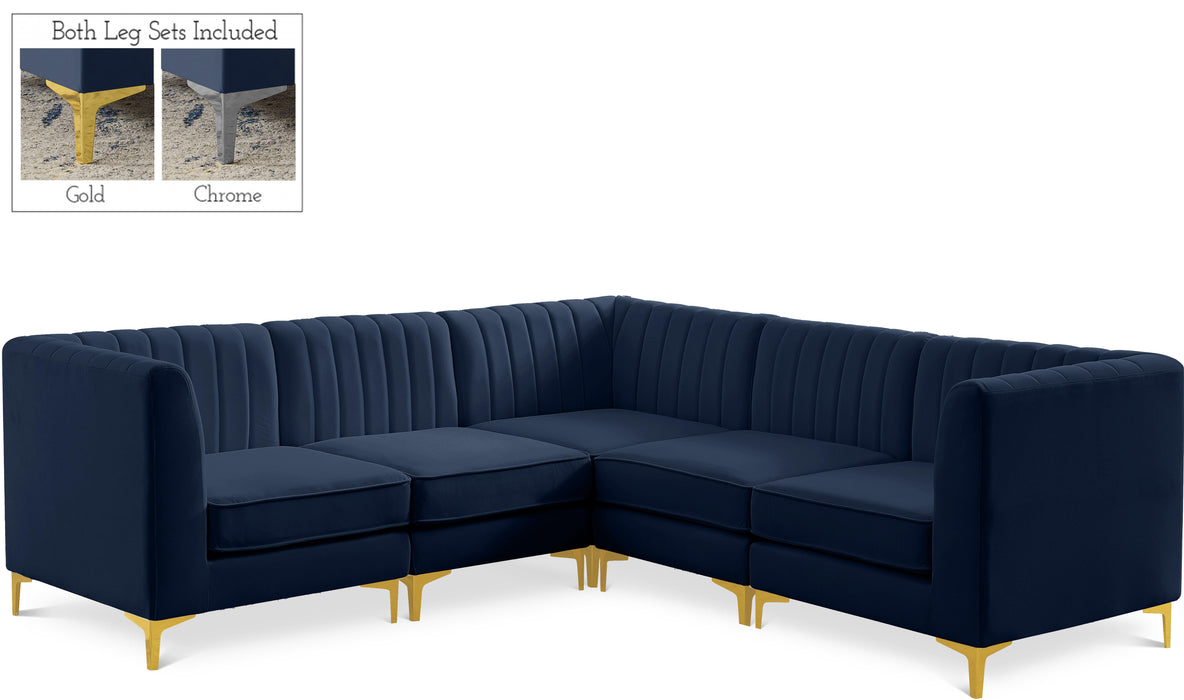 Alina Navy Velvet Modular Sectional - Bargain Furniture (Detroit, MI)