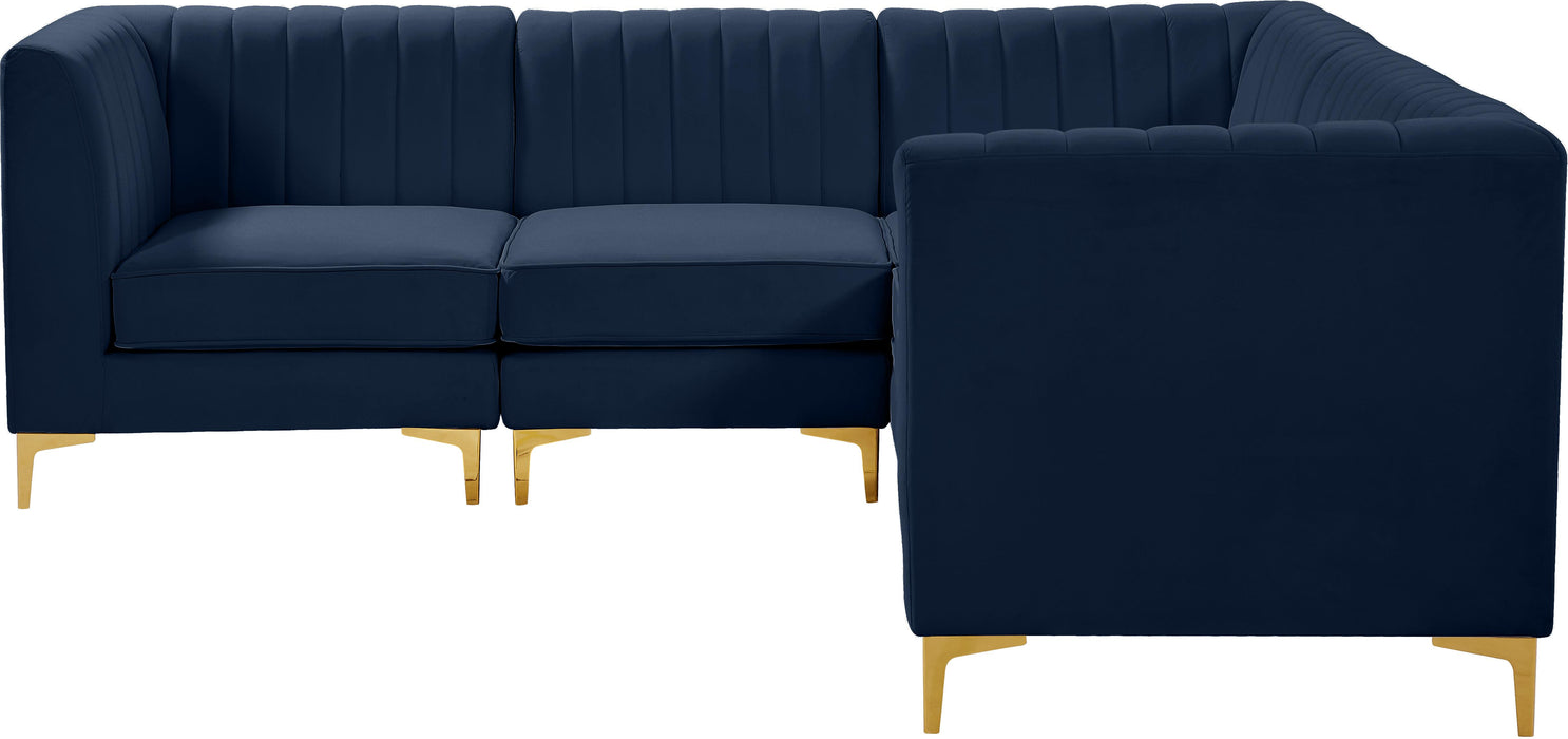 Alina Navy Velvet Modular Sectional - Bargain Furniture (Detroit, MI)