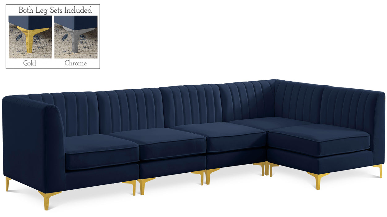 Alina Navy Velvet Modular Sectional - Bargain Furniture (Detroit, MI)