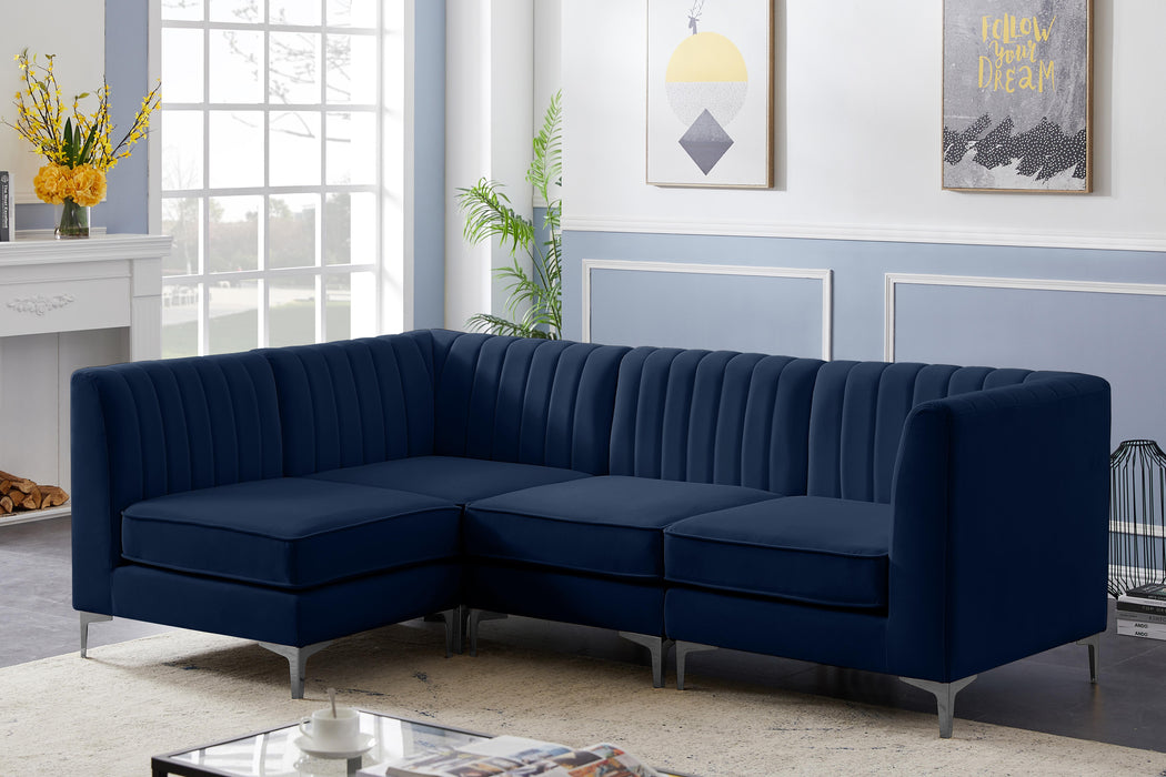 Alina Navy Velvet Modular Sectional - Bargain Furniture (Detroit, MI)