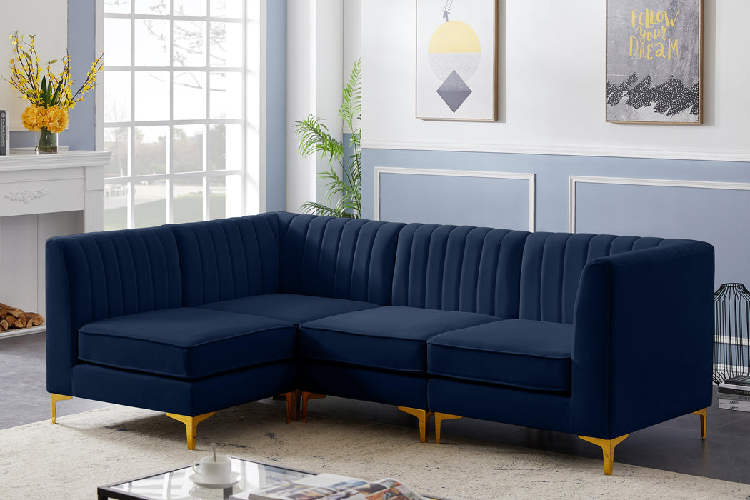 Alina Navy Velvet Modular Sectional - Bargain Furniture (Detroit, MI)