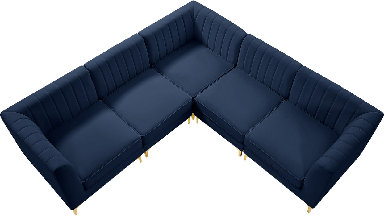Alina Navy Velvet Modular Sectional - Bargain Furniture (Detroit, MI)