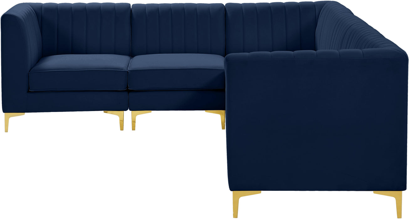 Alina Navy Velvet Modular Sectional - Bargain Furniture (Detroit, MI)