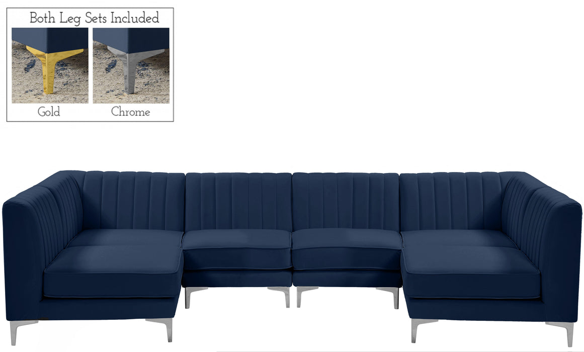 Alina Navy Velvet Modular Sectional - Bargain Furniture (Detroit, MI)