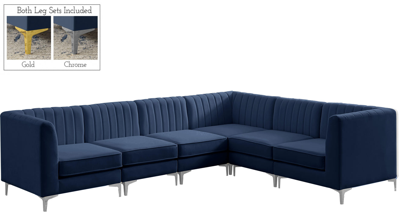 Alina Navy Velvet Modular Sectional - Bargain Furniture (Detroit, MI)