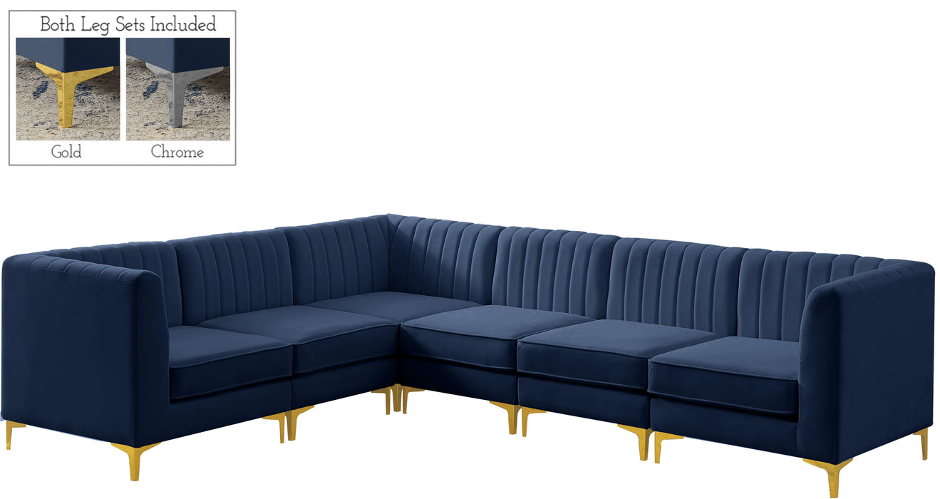 Alina Navy Velvet Modular Sectional - Bargain Furniture (Detroit, MI)