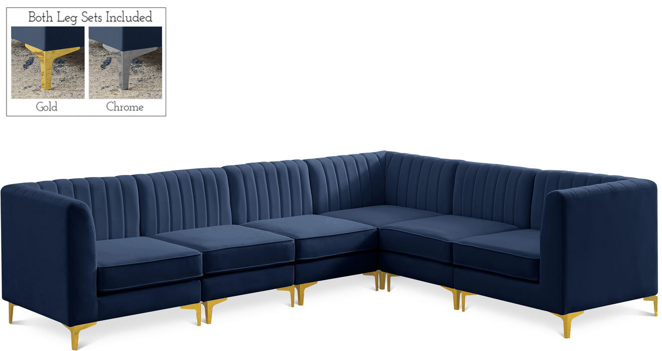 Alina Navy Velvet Modular Sectional - Bargain Furniture (Detroit, MI)