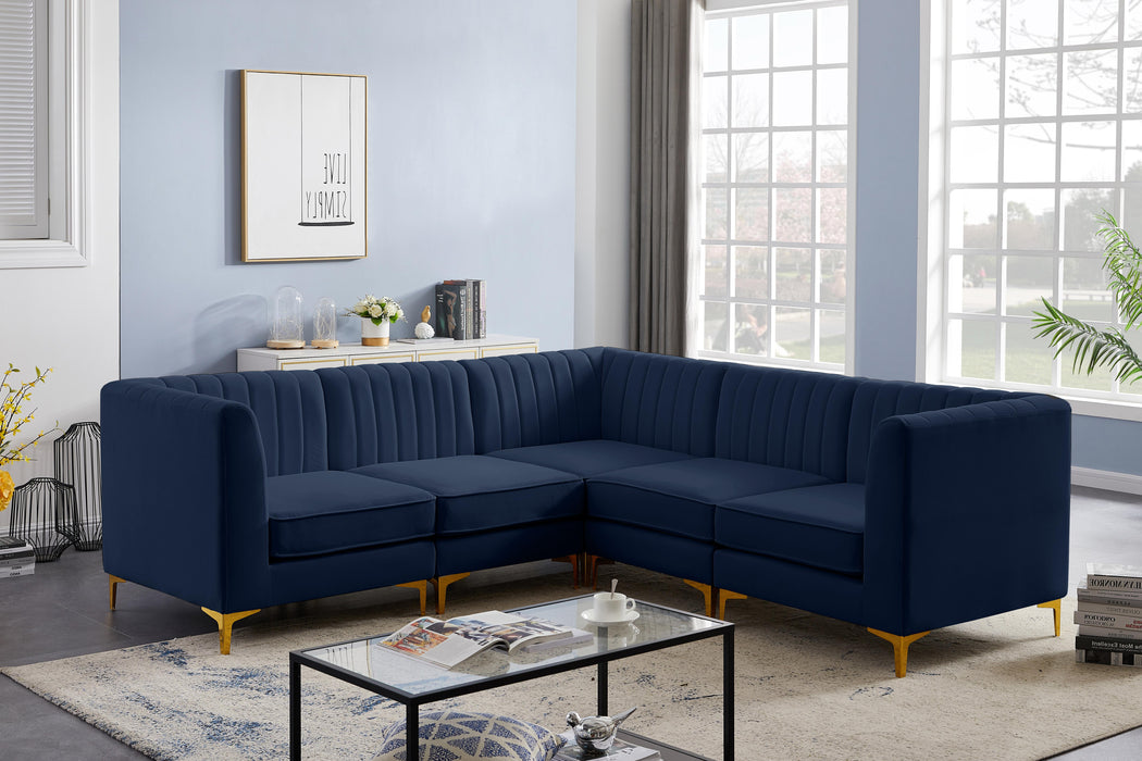 Alina Navy Velvet Modular Sectional - Bargain Furniture (Detroit, MI)
