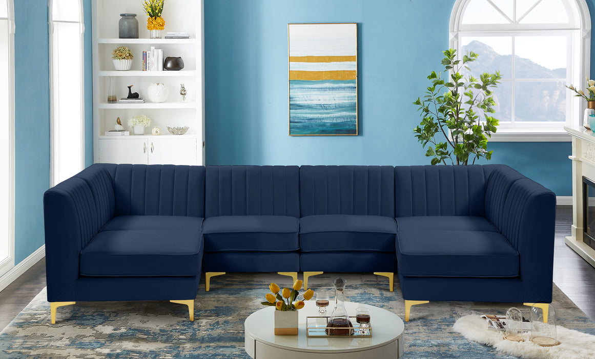 Alina Navy Velvet Modular Sectional - Bargain Furniture (Detroit, MI)