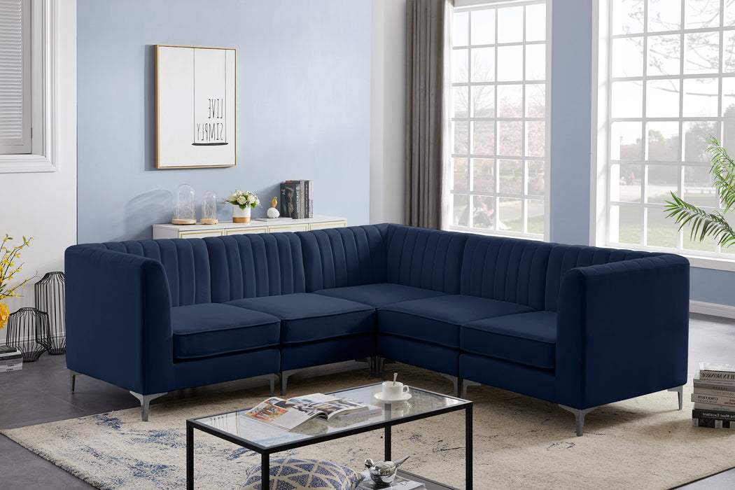 Alina Navy Velvet Modular Sectional - Bargain Furniture (Detroit, MI)