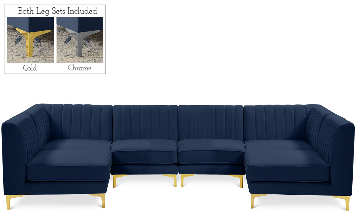 Alina Navy Velvet Modular Sectional - Bargain Furniture (Detroit, MI)