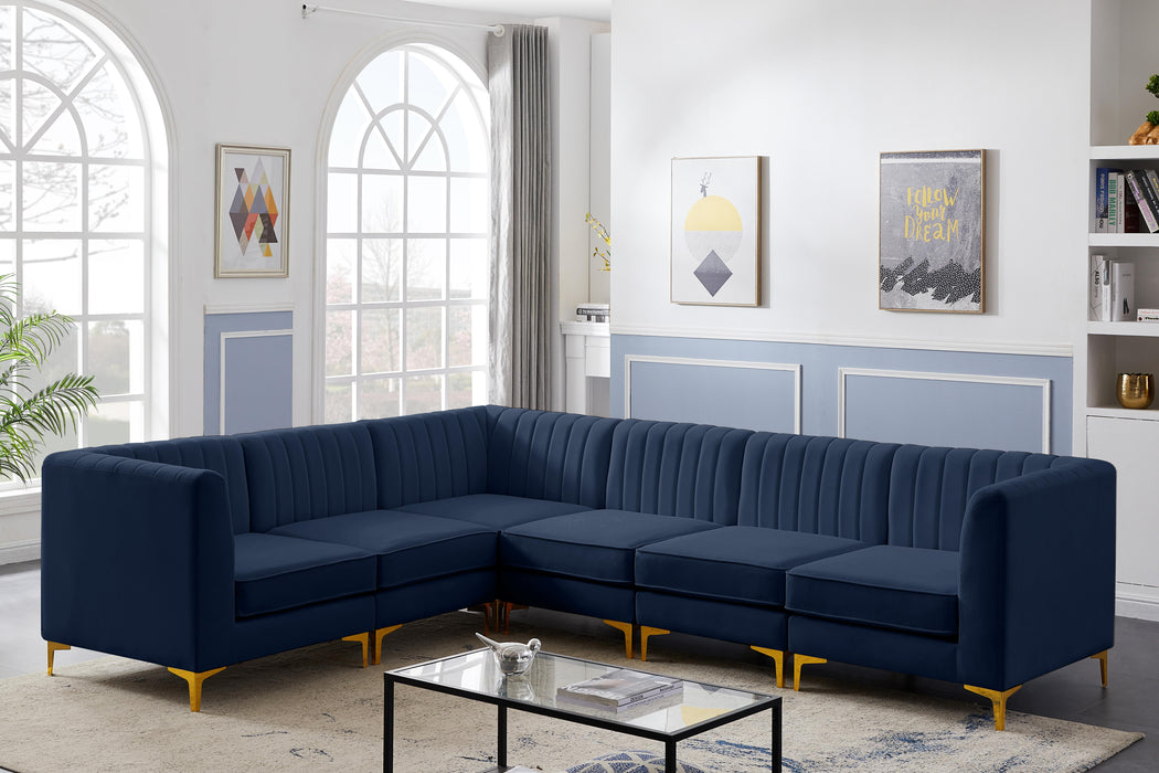Alina Navy Velvet Modular Sectional - Bargain Furniture (Detroit, MI)