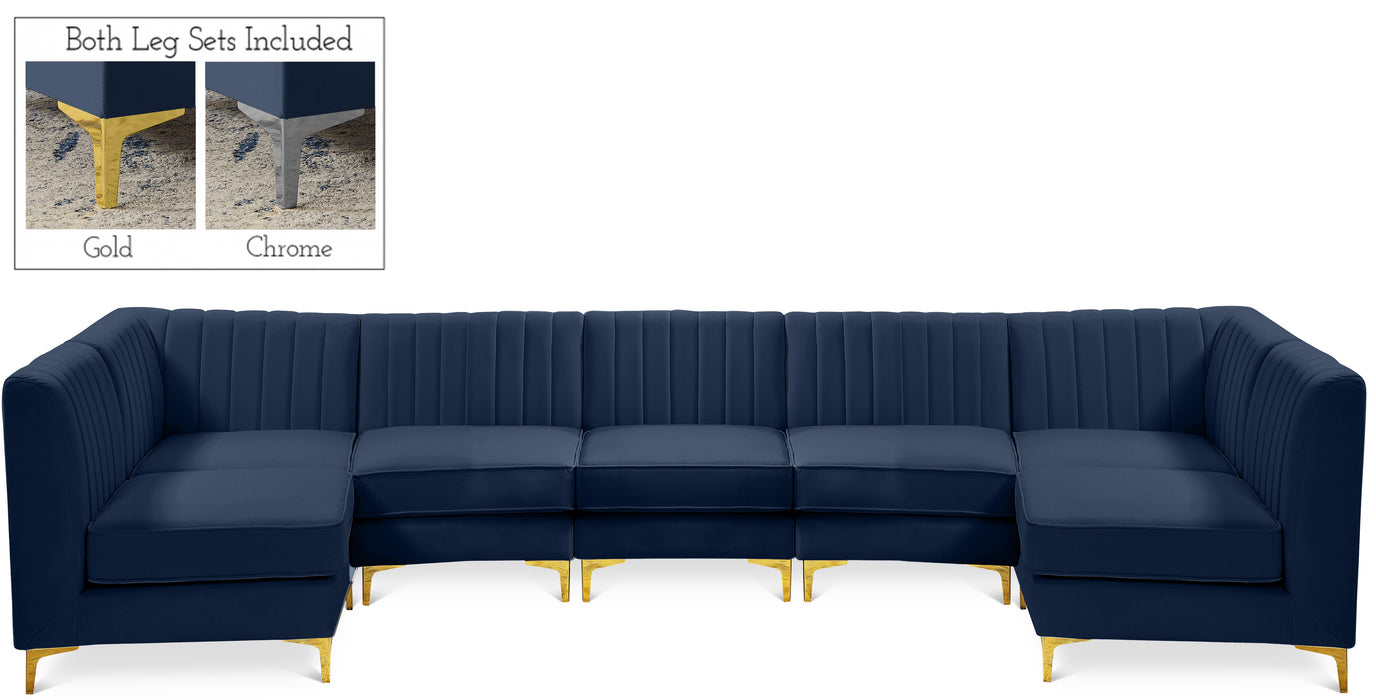 Alina Navy Velvet Modular Sectional - Bargain Furniture (Detroit, MI)