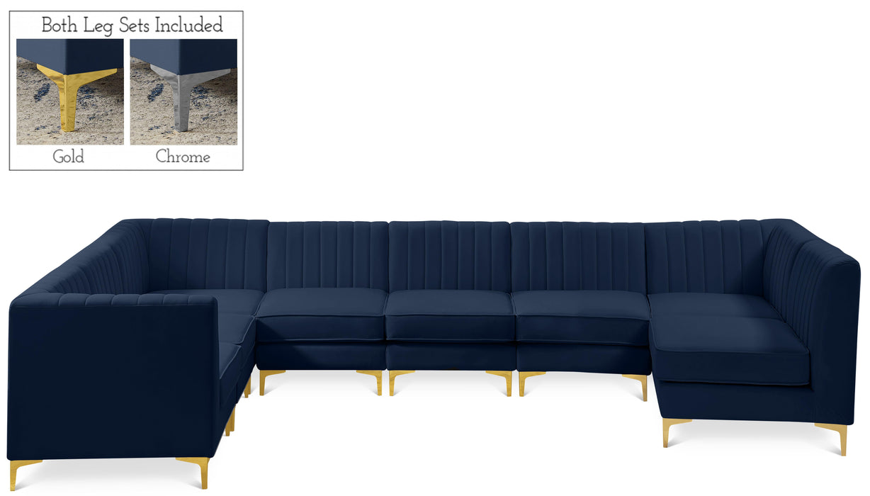 Alina Navy Velvet Modular Sectional - Bargain Furniture (Detroit, MI)