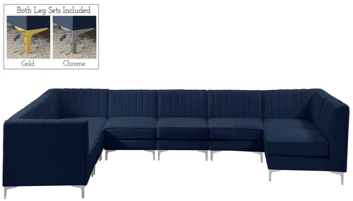 Alina Navy Velvet Modular Sectional - Bargain Furniture (Detroit, MI)