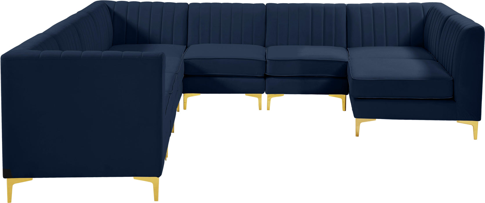 Alina Navy Velvet Modular Sectional - Bargain Furniture (Detroit, MI)