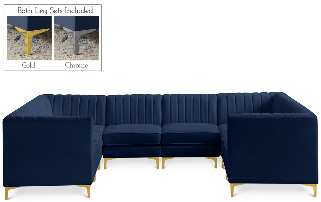 Alina Navy Velvet Modular Sectional - Bargain Furniture (Detroit, MI)
