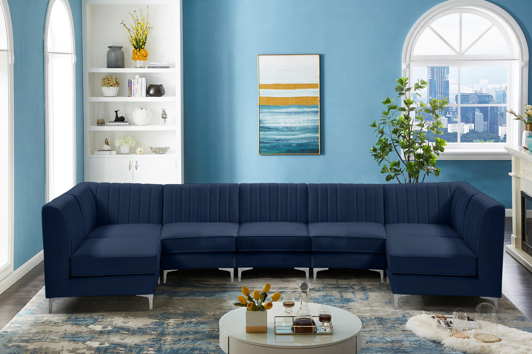 Alina Navy Velvet Modular Sectional - Bargain Furniture (Detroit, MI)
