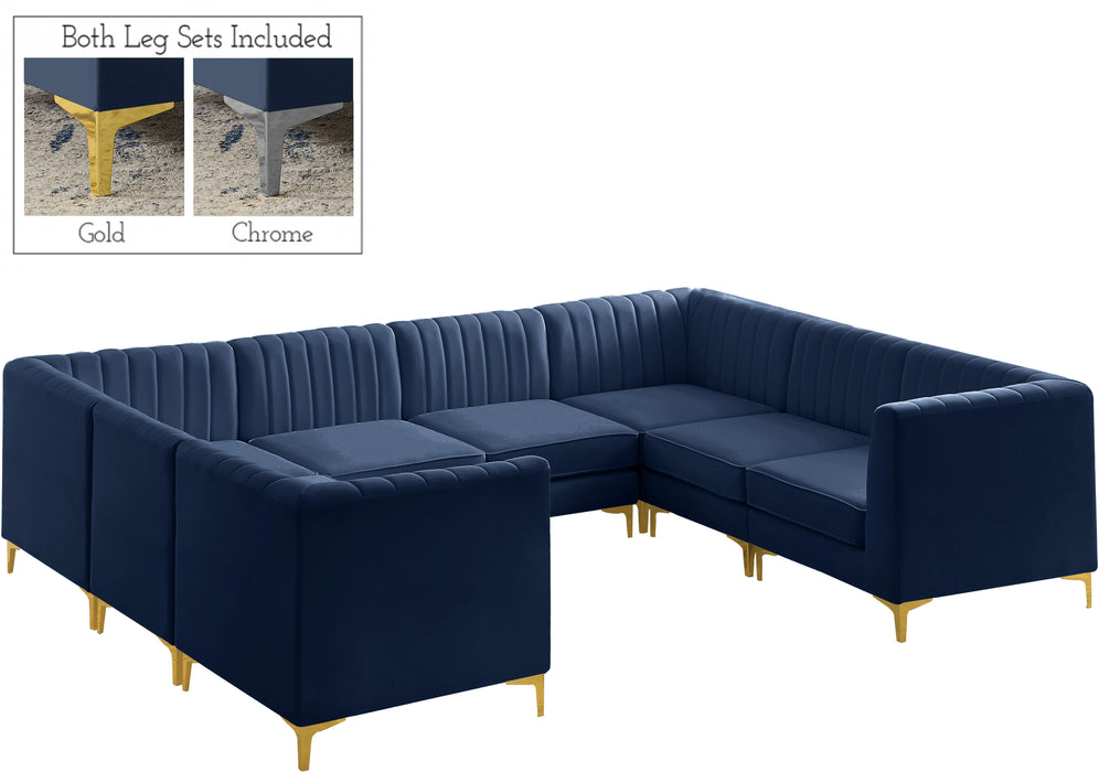 Alina Navy Velvet Modular Sectional - Bargain Furniture (Detroit, MI)