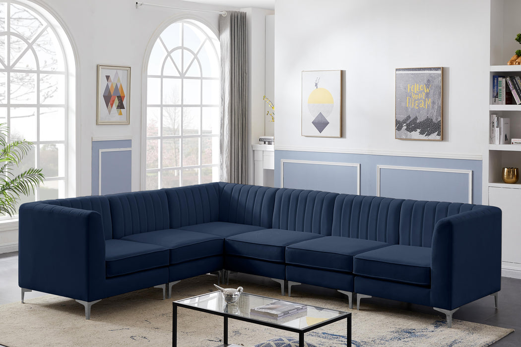 Alina Navy Velvet Modular Sectional - Bargain Furniture (Detroit, MI)